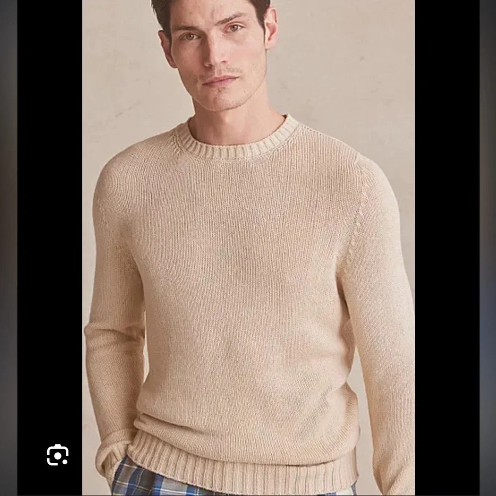 NEW & LINGWOOD MENS CREAM SILK CREW NECK SWEATER